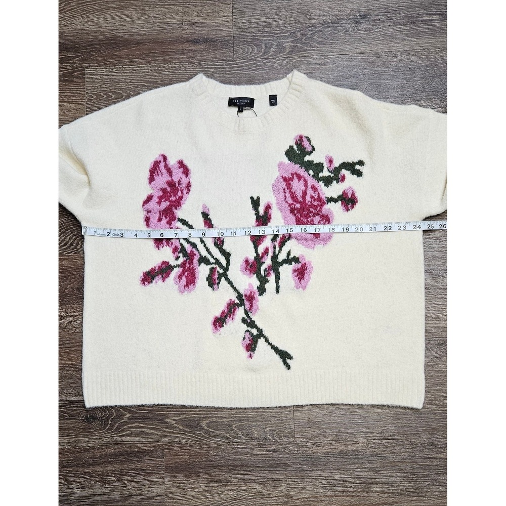 Ted Baker London Floral Jacquard Sweater Women's Size Large Cream Ivory - Picture 4 of 8